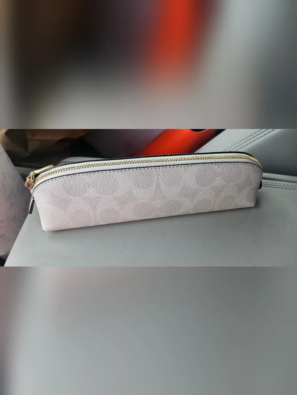 Coach White Logo Pencil Case